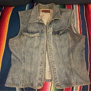 Limited Jeans Blue Denim Biker Vest Size Large